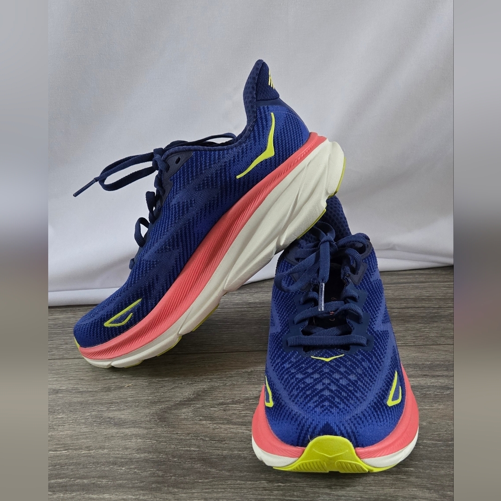 Hoka Clifton 9 Blue and Pink Running Shoes- Women's Size 6B